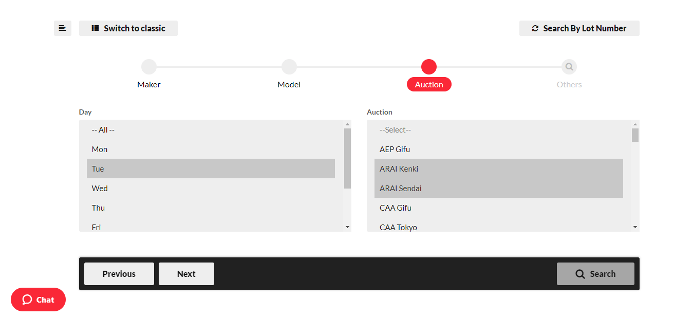 Modern Search - Auction Panel